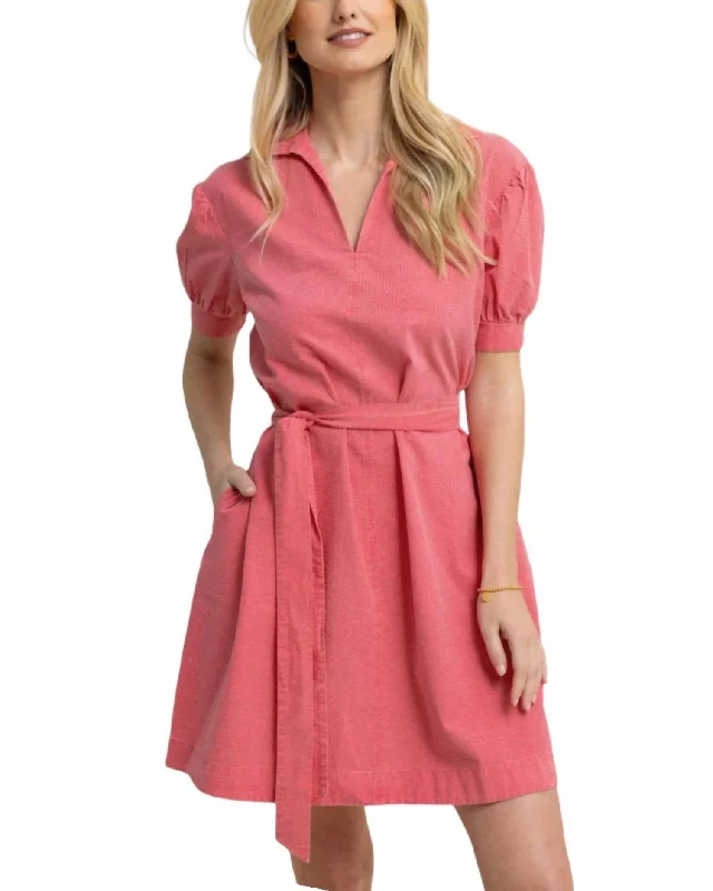 Calan Washed Seersucker Dress In Camelia Rose Pink