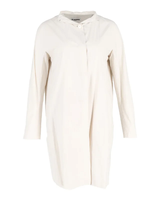 Jil Sander Collared Dress in Ivory Cotton