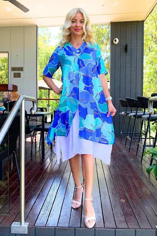 Blue Green Summer Tunic Dress