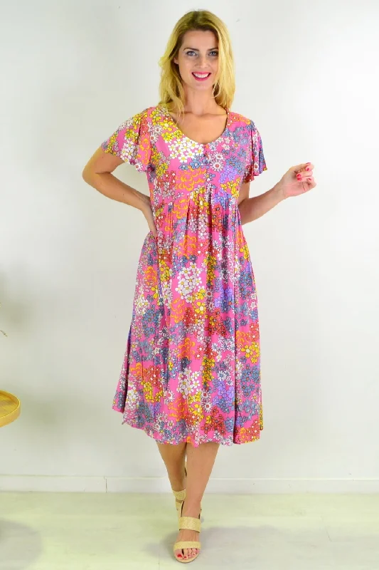 Bouquet Flutter Sleeve Shift Dress Tunic