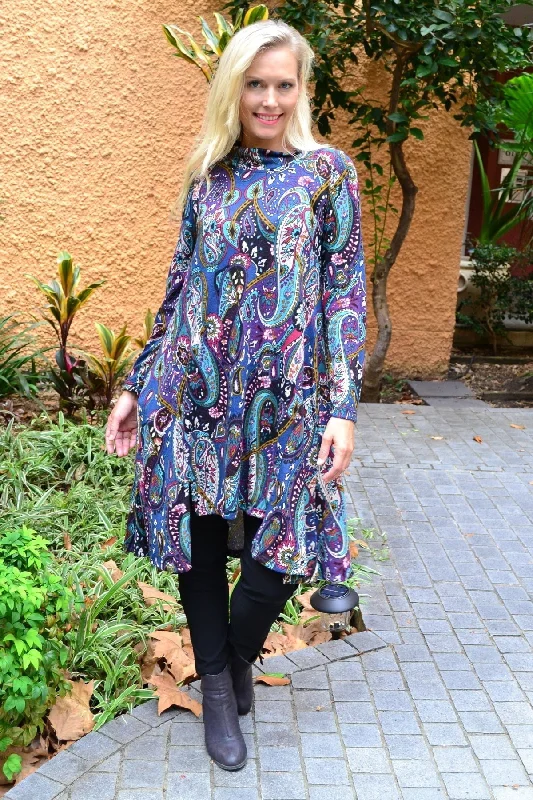 Penelope Paisley Fleece Tunic Dress