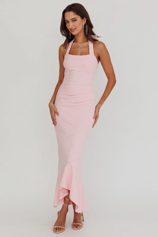 Fire Of Stars Halterneck Midi Dress Pink