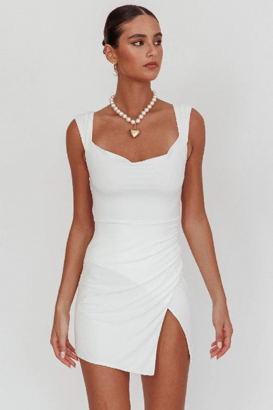 Giavanna Thigh Split Mini Dress White