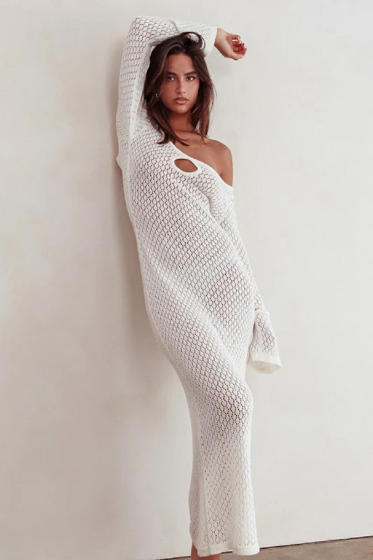 Hold My Heart Knit Maxi Dress Off White