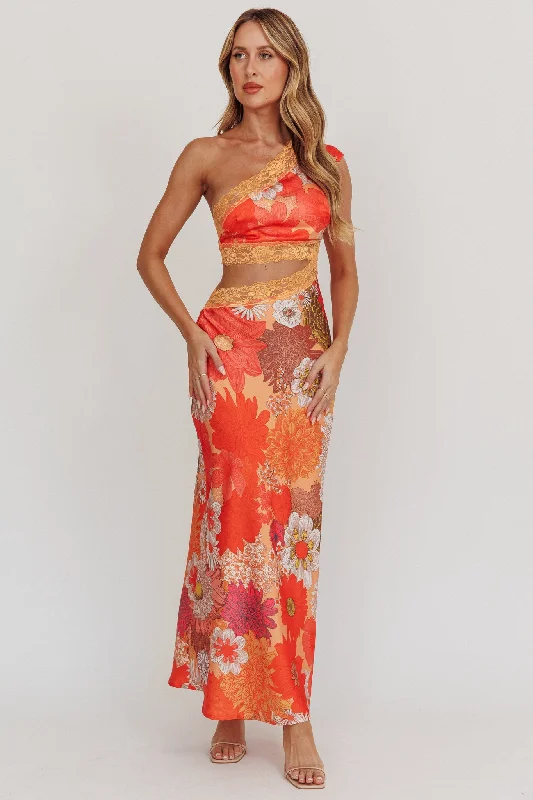 Mahli One-Shoulder Cut-Out Maxi Dress Floral