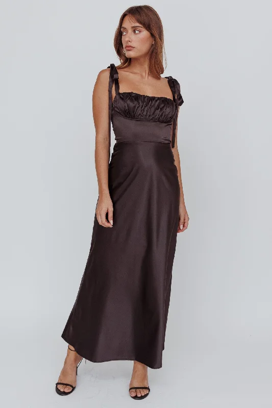 Pennelope Tied Shoulder Maxi Dress Black