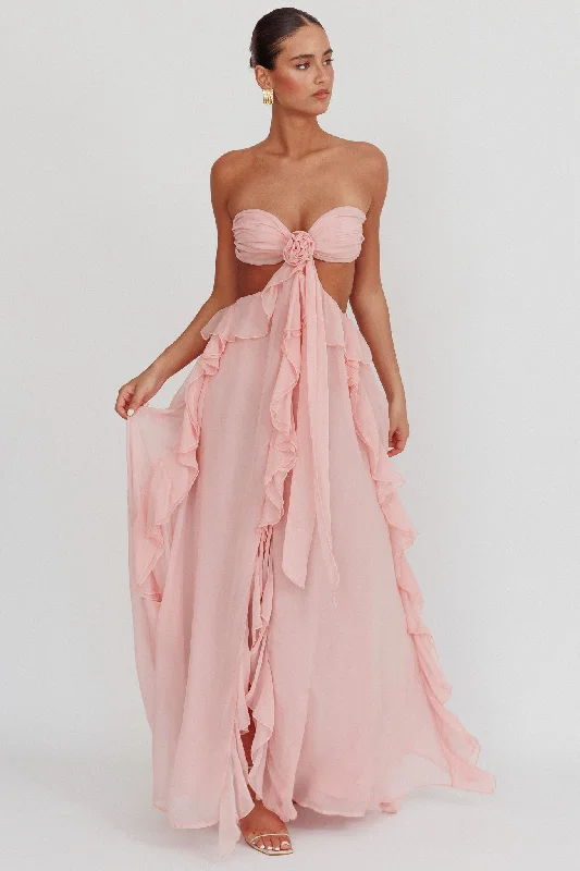 Santiago Cut-Out Ruffle Maxi Dress Blush