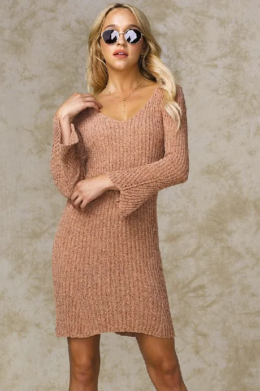 Amber Bodycon Sweater Dress Rose