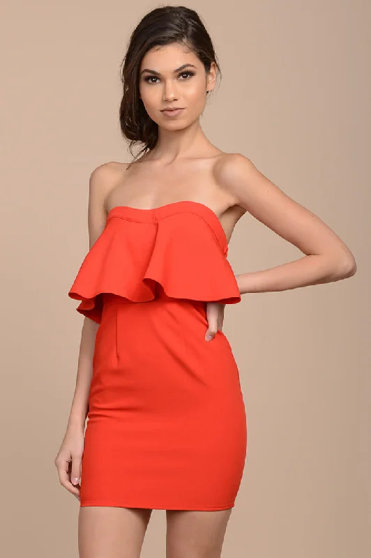 Mailee Bodycon Ruffles Dress Red