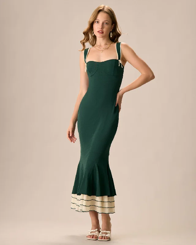 The Green Sweetheart Neck Bodycon Slip Maxi Dress